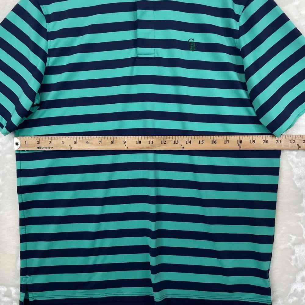 Greyson Polo Shirt Mens Medium Blue Green Striped Performance Stretch Golf * - Picture 7 of 13